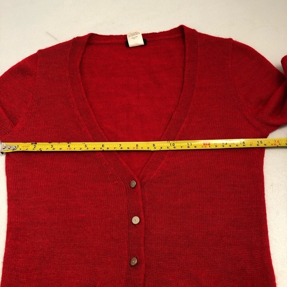 J Crew red orange soft fitted sheet cardigan sweater XXS - Picture 6 of 7